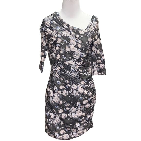 Rare London Wrap Asymmetrical Floral Roses Dress 6 - Picture 1 of 8